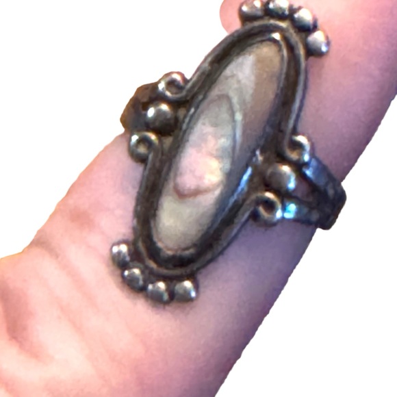 Vintage Bell Trading post Sterling silver 925 Abalone Southwestern oblong ring - Picture 5 of 6